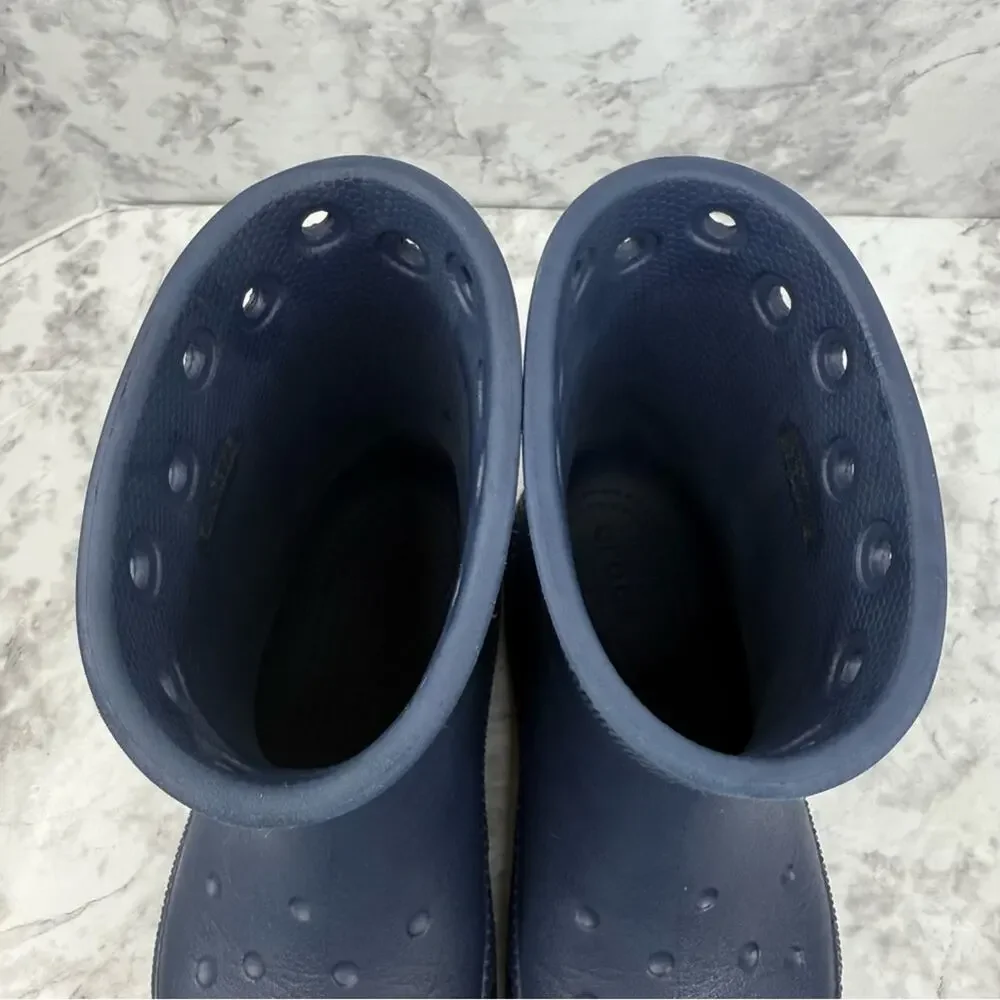 CROCS Classic Unisex Rain Outdoor Rubber Ankle Boots Navy Blue Kids Sz J1